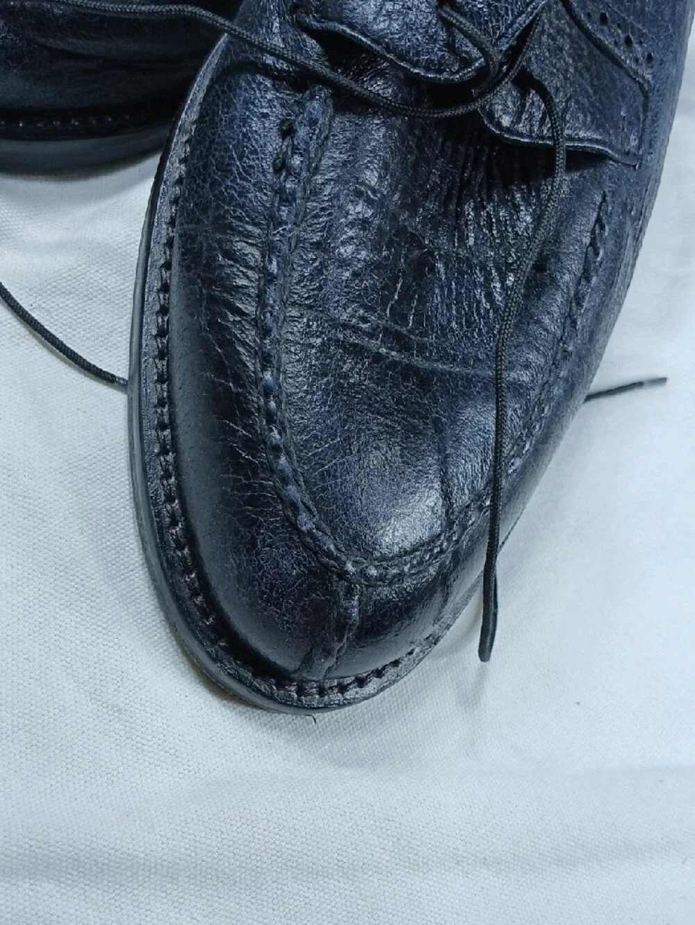 Alan Payne Men's Black Blue Leather Dress Shoes - Classic Lace-Up